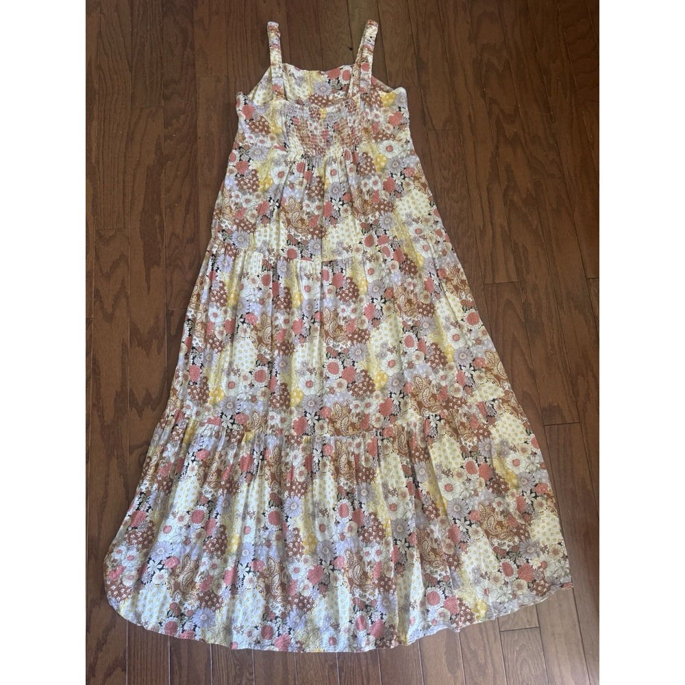 SO Goods For Life Floral Paisley Tiered Maxi Dress Size L Boho Cottagecore - Picture 3 of 11